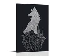 LXPPLSYY Decorazione artistica da parete con volpe e montagna resi in una linea, simboleggia la connessione tra animali e natura, decorazione moderna da appendere, 50 x 75 cm