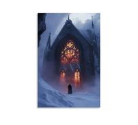 LXPPLSYY Decorazione artistica da parete moderna da appendere con scritta "A Lone Traveler Finds The Chapel through Blizzard Winds, its Stained Glass Glowing Like Fire" (20 x 30 cm)