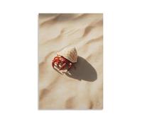 LXPPLSYY Decorazione artistica da parete moderna da appendere con un granchio eremita che striscia sulla sabbia dorata, conchiglia che riflette il tardo sole su uno sfondo beige corallo. Decorazione