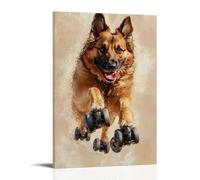 LXPPLSYY Dipinto ad olio con animali - Un cane che scorre attraverso il marmo con scarpe a rullo, effetto lucido ad olio, sfondo marrone chiaro, decorazione artistica da parete moderna, poster