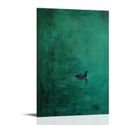 LXPPLSYY Poster artistico da appendere alla parete con topo muschiato che nuota lungo il bordo di una tela verde foglia di tè, lasciando solo increspature dove l'acqua potrebbe essere. Decorazione