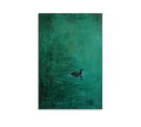 LXPPLSYY Poster artistico da appendere alla parete con topo muschiato che nuota lungo il bordo di una tela verde foglia di tè, lasciando solo increspature dove l'acqua potrebbe essere. Decorazione