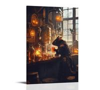 LXPPLSYY Poster artistico da appendere alla parete con un birraio di topi che degusta sidro in una calda Alehouse accanto alle lanterne tremolanti, decorazione moderna da appendere, 60 x 90 cm
