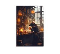 LXPPLSYY Poster artistico da appendere alla parete con un birraio di topi che degusta sidro in una calda Alehouse accanto alle lanterne tremolanti, decorazione moderna da appendere, 60 x 90 cm
