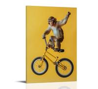 LXPPLSYY Poster artistico da appendere alla parete con una scimmia in equilibrio su una bici BMX, limone, decorazione moderna da appendere, 60 x 90 cm