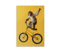 LXPPLSYY Poster artistico da appendere alla parete con una scimmia in equilibrio su una bici BMX, limone, decorazione moderna da appendere, 30 x 45 cm