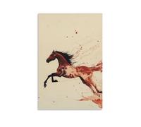 LXPPLSYY Poster artistico da appendere con cavallo al galoppo attraverso venti invisibili, corpo di castagno dipinto contro un cielo piatto color panna. Decorazione artistica da parete moderna da