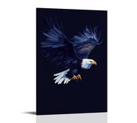 LXPPLSYY Poster artistico da appendere con immagine di un'aquila in tuta alare che si tuffa con grazia, sfondo blu navy, decorazione moderna da appendere, 50 x 75 cm