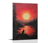 LXPPLSYY Poster artistico da appendere con paesaggio all'alba, decorazione moderna da appendere con un pittore di topi con pennello ad ago di pino per completare un paesaggio all'alba, 30 x 45 cm