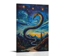 LXPPLSYY Poster artistico da appendere con serpente da sogno dipinto in polvere di stelle che si arriccia attraverso i cieli del nord, decorazione moderna da appendere, 40 x 60 cm