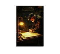 LXPPLSYY Poster artistico da appendere con un faro illuminato in ottone con scritta "A Pelican Harbour Master che segna tronchi di nave in un caldo faro illuminato in ottone", decorazione artistica da