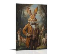 LXPPLSYY Poster artistico da parete con immagine di un coniglio vestito da direttore d'orchestra, animali della foresta in una radura aperta, decorazione moderna da appendere, 30 x 45 cm