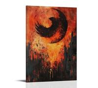 LXPPLSYY Poster artistico da parete con immagine di una fenice rinata dalla fiamma sotto un cielo di stelle frantumate e cenere, decorazione moderna da appendere, 20 x 30 cm