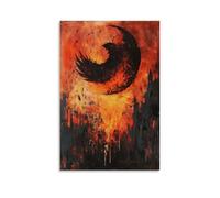 LXPPLSYY Poster artistico da parete con immagine di una fenice rinata dalla fiamma sotto un cielo di stelle frantumate e cenere, decorazione moderna da appendere, 30 x 45 cm