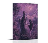 LXPPLSYY Poster artistico da parete con orso con zampa sollevata sotto il cielo malva, decorazione moderna da appendere, 60 x 90 cm