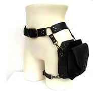 LXQLLJJD Marsupio Medievale Ad Anello in Pelle con Rivetti, Borsa a Gamba Incrociata Steampunk da Donna, Borsa a Tracolla Regolabile, Borsa da Equitazione Adatta per Giochi di Ruolo,Nero