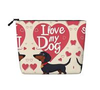 LXqlSS Amo i cani stampa la borsa di trucco della canapa falsa, borsa da toilette di viaggio, accessori cosmetici comodi di trucco, nero, Taglia unica