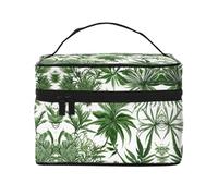 LXqlSS Beauty case portatile da viaggio con erbe e piante erbacee in fiore per donne, organizer per trucchi con cerniera in pelle PU lavabile impermeabile, nero, taglia unica, Nero , Taglia unica