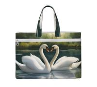 LXqlSS Bella borsa grande in tela con stampa di cigni bianchi sul lago, borsa tote da donna, borsa da lavoro multiuso con scomparti, insegnanti, tutti i giorni