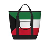 LXqlSS Borsa da spiaggia con bandiera del Kuwait, adatta per le donne, grande borsa termica per la spesa con tasca in tela con cerniera, nera, taglia unica, Nero , Taglia unica