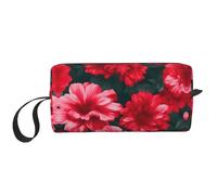 LXqlSS Borsa per cosmetici con fiori rossi e rosa per donne, borsa portatile per il trucco, borsa da viaggio per ricevere quotidianamente borsa da toilette di grande capacità, bianca, taglia unica,