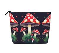 LXqlSS I funghi magici stampano la borsa di trucco della canapa falsa,Borsa da toilette di viaggio,Accessori cosmetici convenienti di trucco, nero, Taglia unica