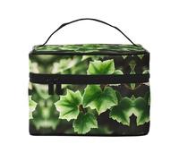 LXqlSS Ivy Blossoms - Trousse da viaggio portatile da donna, organizer per trucchi con cerniera, in pelle PU, lavabile, impermeabile, nero, taglia unica, Nero , Taglia unica