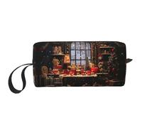 LXqlSS Merry Christmas Day Trousse per cosmetici da donna borsa portatile per il trucco borsa da viaggio Borsa per la ricezione giornaliera Borsa da toilette di grande capacità, bianca, RXZER23,