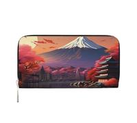 LXqlSS Portafoglio in pelle con stampa del Monte Fuji del Giappone, per donne e uomini, con cerniera, grande capacità