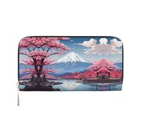 LXqlSS Portafoglio in pelle con stampa del Monte Fuji del Giappone, per donne e uomini, con cerniera, grande capacità