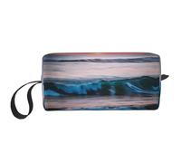 LXqlSS Sunset and Sunrise con onde oceaniche del mare borse per cosmetici da donna borsa portatile per il trucco borsa da viaggio borsa per ricevimento giornaliero borsa da toilette grande capacità,