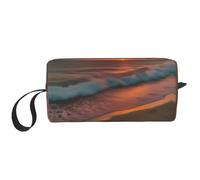 LXqlSS Sunset at The Beach Trousse per cosmetici da donna, borsa portatile per il trucco, borsa da viaggio per ricevere quotidianamente borsa da toilette di grande capacità, bianca, taglia unica,