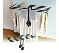 LXRHLIKG Stendibiancheria per Radiatore ad Olio, Stendipanni per Radiatori ad Olio, Regolabile in Altezza, con Più Aste Appendiabiti(Black,80cm/31in)