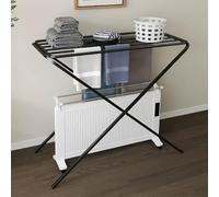 LXRHLIKG Stendibiancheria per Radiatore ad Olio, Stendipanni Radiatore Olio, Ferro Verniciato, Design da Pavimento(Black,100cm/39in)