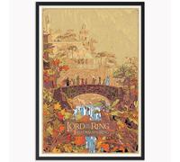 LXRTMDY Poster vintage con illustrazione del Signore degli Anelli, arte da parete in stile retrò, poster per la decorazione della stanza, decorazione da parete della Terra di Mezzo, dipinti per