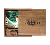 LXSINO Wood USB Flash Drive con design Mr & Mrs inciso al laser - 64GB Wood USB 2.0 Memory Stick Drive Flash con scatola di legno Fotografia (170 * 170 * 35mm) per Bride, Groom (Walnut)