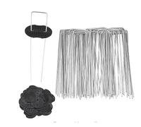 LxsNyvantic 100 Pezzi Picchetti Telo Pacciamatura,Picchetti Zincati Con 20 Rondelle Per Il Fissaggio Di Tubi, Teli Anti-erbacce, Reti Per Recinzioni E Tende (15 Cm X 4 Cm X 2,5 Mm)