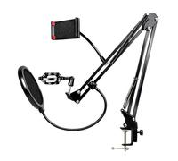 LxsNyvantic Braccio microfono con snodo a 4 assi, regolazione 360°, morsetto da scrivania in metallo con vite, adattatori 3/8-5/8-1/4, compatibile con Blue Yeti/HyperX/Elgato/FIFINE, kit 10 pezzi