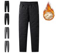 LXSNZARUY Fleeceactive - Pantaloni impermeabili foderati in pile, unisex, caldi e pelosi, leggings invernali da uomo, leggeri con tasche, Nero-dritto, 7XL