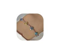 LXSSLY Braccialetto da donna, con occhio blu portafortuna, placcato in oro 14 carati, braccialetto a catena contro il malocchio da donna, gioiello contro il malocchio, adjustable, Metallo, Nessuna