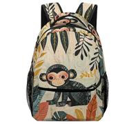 LXTDPBK Zaino per donne e uomini, da viaggio, con scimmie e piante, zaino leggero per computer portatile, zaino da portare a mano per lavoro, Scimmia e Pianta, Taglia unica, Zaini da viaggio