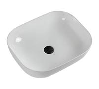 LXTEDJ Lavandino Da Bagno In Ceramica, Design Moderno, Bianco Brillante, Lavabo Rettangolare Da Appoggio, Senza Foro Per Rubinetto, Senza Foro Di Troppo Pieno, Finitura Classica-50X41X15CM
