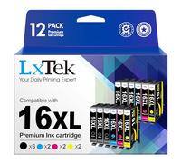 LxTek 16XL Cartucce d'inchiostro Compatibili per Epson 16 16XL per Epson Workforce WF-2750 WF-2760 WF-2660 WF-2650 WF-2630 WF-2540 WF-2530 WF-2010 WF-2510 (Nero Ciano Magenta Giallo, 12-Pack)