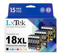 LxTek 18XL Cartucce d'inchiostro Compatibili per Epson 18XL per Epson Expression Home XP-205 XP-215 XP-225 XP-322 XP-305 XP-325 XP-402 XP-405 XP-415 XP-425 XP-315 XP-312 XP-425 XP-412 (15-Pack)