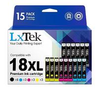 LxTek 18XL Cartucce d'inchiostro Compatibili per Epson 18XL per Epson Expression Home XP-205 XP-215 XP-225 XP-322 XP-305 XP-325 XP-402 XP-405 XP-415 XP-425 XP-315 XP-312 XP-425 XP-412 (15-Pack)