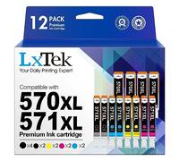 LxTek 570XL 571XL Compatibile per Canon PGI 570 CLI 571 XL Cartucce d'inchiostro per Pixma MG5750 MG5751 MG5752 MG6850 MG6851 TS5050 TS5051 TS5053 (PGBK Nero Ciano Magenta Giallo, 12-Pack)