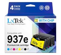 LxTek 937 Cartucce 937e Multipack 937 Compatibile con HP 937 XL 937e per HP937 per HP Officejet Pro 9120 cartucce per OfficeJet 9730 9120b 9110b 9720 9130b 9117b 9720b (Confezione da 4 pezzi, con chip