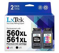 LxTek Cartucce d'inchiostro Sostituzione per Canon 560 561 PG-560XL CL-561XL per Pixma TS5350 TS5351 TS5352 TS5353 TS7450 TS7451 (Nero Tri-Colore, 2-Pack)