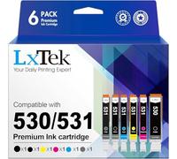 LxTek CLI 531 PGI 530 Compatibile con Canon Pixma TS8750, per Canon Pixma TS8751 Cartucce CLI531 PGI530 CLI-531 PGI-530 PGI-530PGBK (6 confezioni, grigio PGBK, nero, ciano, magenta, giallo)