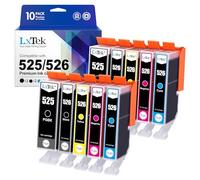 LxTek Compatibile per Canon 525 526 PGI-525 CLI-526 Cartucce d'inchiostro per Pixma IX6550 MX715 MX885 IP4850 IP4950 IP6550 MG5120 MG5150 MG6150 MG6250 MG8150 (PGBK Nero Ciano Magenta Giallo, 10-Pack)